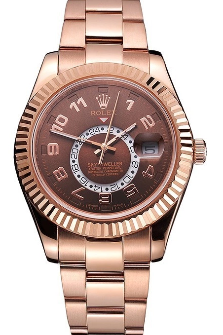 Good Copy Rolex Watches Case Strap Gold Dweller Rose Brown Leather Sky Rolex Brown Dial 0801
